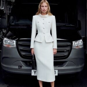 Self-Portrait NWOT CREAM BOUCLE TAILORED MIDI DRESS